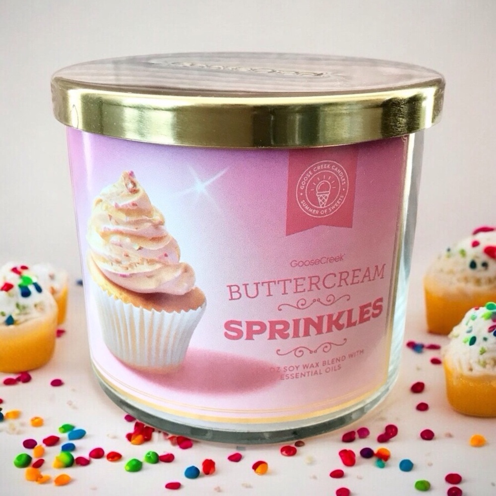 🆕40+ hrs Buttercream Sprinkles 3 Wick Candle